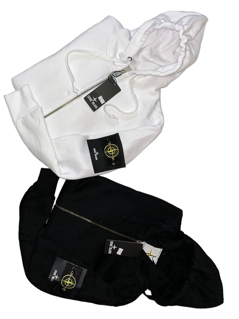 2 x 1 : Felpa Zip Stone Island Cappuccio