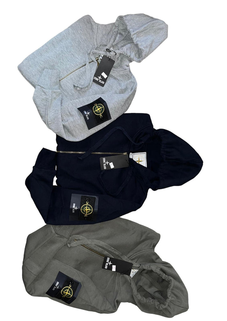 2 x 1 : Felpa Zip Stone Island Cappuccio